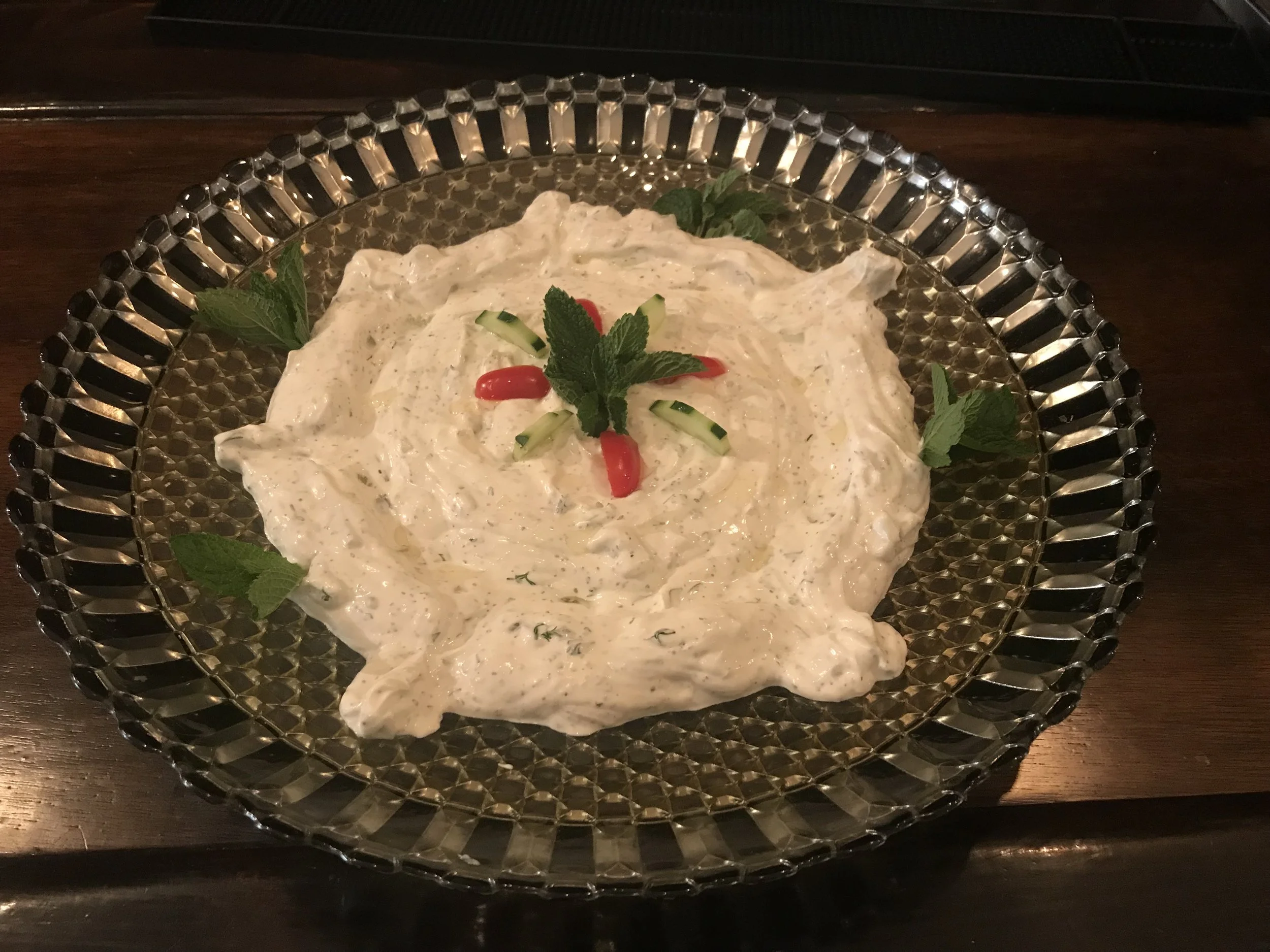 Haydari — strained yogurt with walnuts, mint, dill, garlic