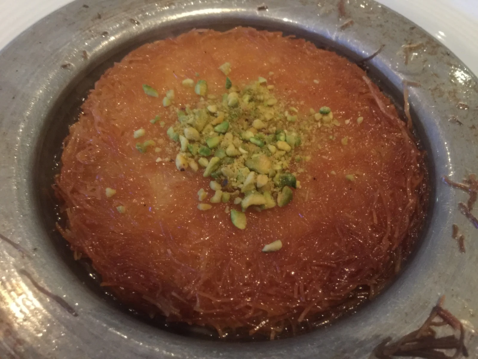 Künefe — shredded phyllo, sweet cheese, pistachio