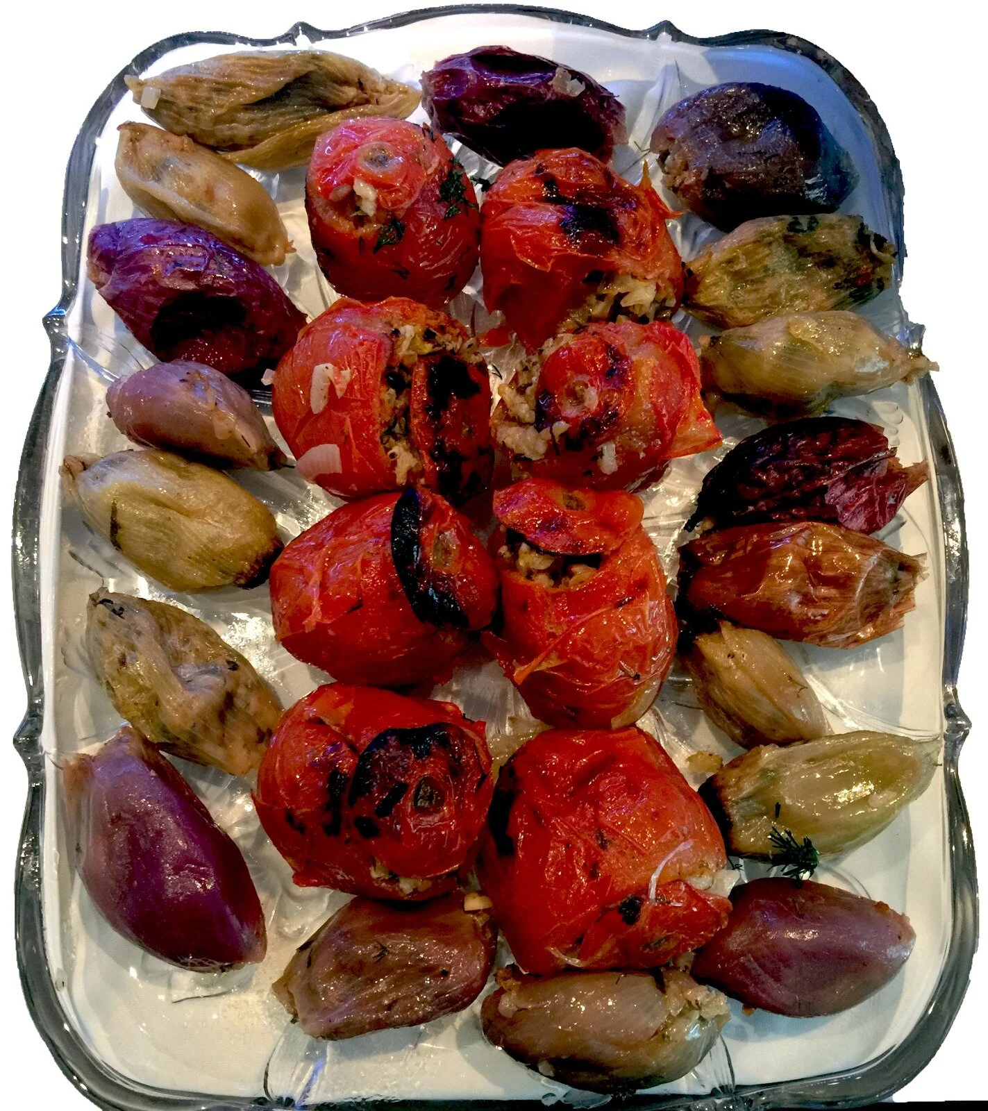 Domates dolması — stuffed tomatoes & onions