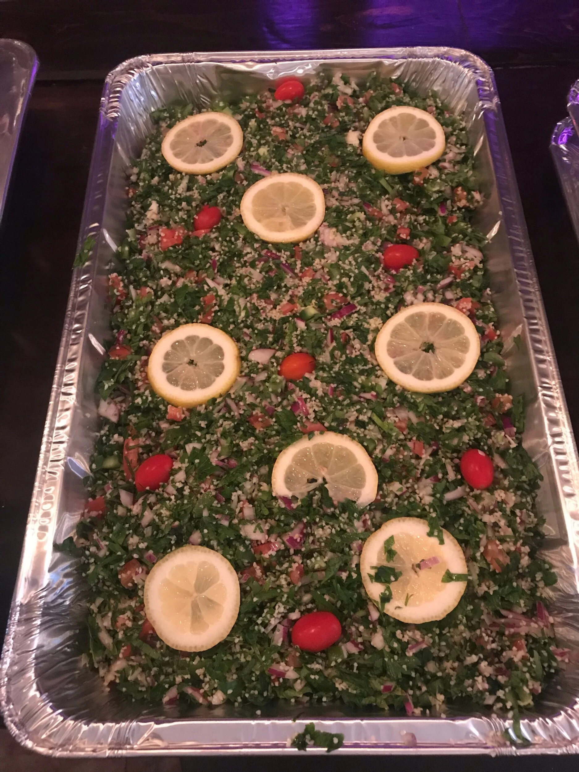 Catering — tabbouleh tray with lemon